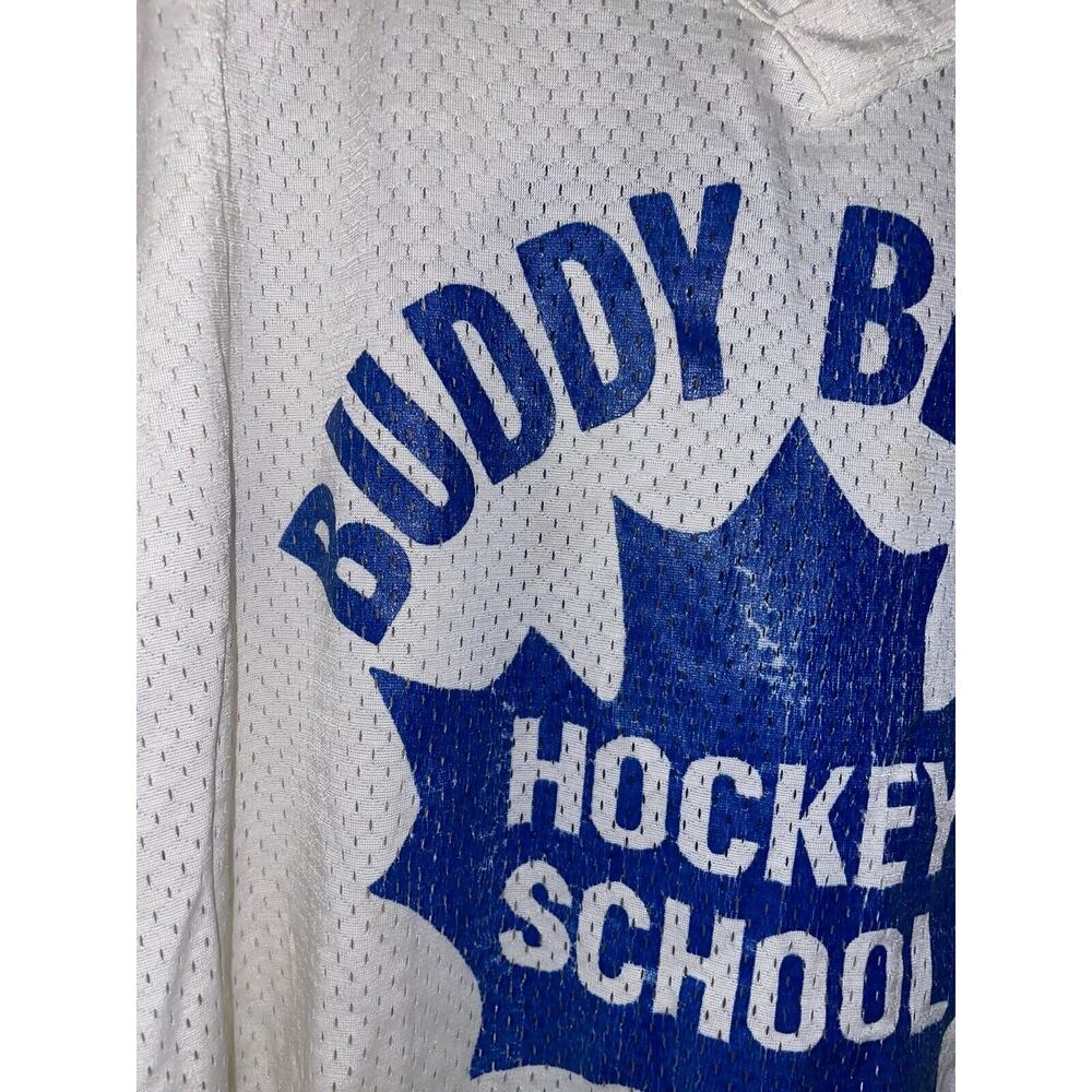 Vintage Buddy Bloms Hockey Jersey School White Red NHL Style 80s VTG 1980s L - Picture 3 of 12